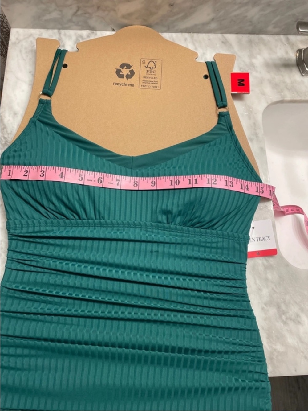 Deep Teal Ribbed One-Piece Swimsuit - Picture 5 of 11